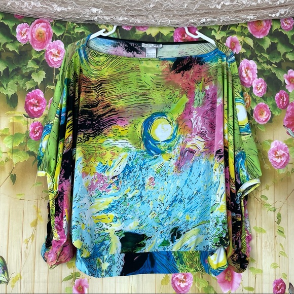 Alberto Makali Tops - Alberto Makali Bright Abstract Winged Top Size L